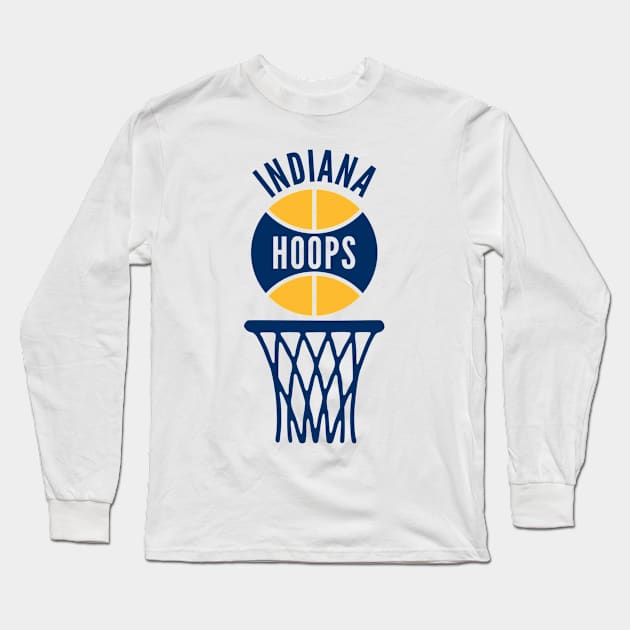 Retro Indiana Hoops Blue and Gold Logo Long Sleeve T-Shirt by Double-Double Designs